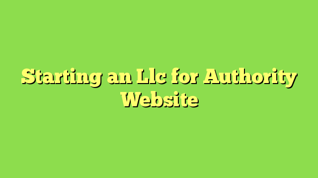 Starting an Llc for Authority Website